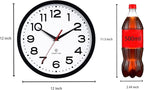 Atomic Wall Clock 12 Inch, Modern Clock Battery Operated Classic Analog Decorative for Kitchen, Living Room, Office, Bedroom, Bathroom (Black)