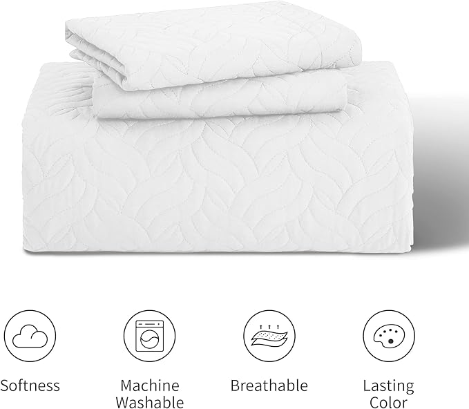 Love's cabin King Size Quilt Set White Bedspreads - Soft Bed Summer Lightweight Bedspread Comforter - Modern Style Wave Pattern Coverlet for All Season - 3 Pieces (1 Quilt, 2 Pillow Shams)