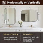 ANDY STAR Polished Chrome Mirror, 24x32 Oblong Bathroom Mirror for Vanity with Stainless Steel Metal Frame, Silver Oval Mirror Modern Anti Rust Wall Mounted