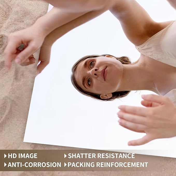 Mirrorons Bathroom Vanity Mirror 28" x 36", Frameless Mirror with Polished Edge, Hangs Horizontally or Vertically. Upgraded Shatterproof Bathroom Mirror for Wall.