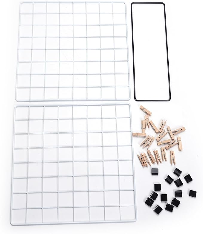 Photo Display Rack, Note Display Rack, Double-sided Photo Metal Rack, Suitable for Use As a Home Desk Photo Organizer, With 20 Wooden Clips, White