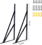 24 inch x 15 inch Heavy Duty Shelf Bracket ，Shelf Bracket 4Pack 24" Floating Shelf Brackets Corner Brace Joint Right Angle Bracket Black L Brackets Heavy Duty (24 inch x 15 inch)