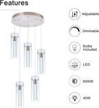 Pendant Lights Kitchen Island Kitchen Lights Modern Bubble Pendant Ceiling Light Fixture for, Dining Room, and Restaurant - 40W Integrated LED Hanging Light Dimmable. (5-Light)…