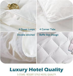 Cobnom® Luxury Organic Feather Down Comforter Full Size, All-Season Duvet Insert, Fluffy Fill-Power Down Feather Fibers Filled, 100% Cotton Cover, Medium Warm, 82x86 Inch, Ivory White
