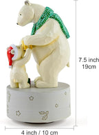 AIDLNS Christmas Polar Bear I Love You More Than Christmas-Theme Music Box, Handmade Sculpture Figurines Musical, Plays Silent Night Tune, Heartwarming Holiday Decoration for Family