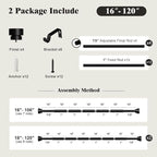 Oneach 2-Pack Heavy Duty Curtain Rods for Windows 66 to 120 Inch, 1 Inch Pole Adjustable Curtain Rod with Easy Installation and Modern Design (Black, 16 to 120 Inch)