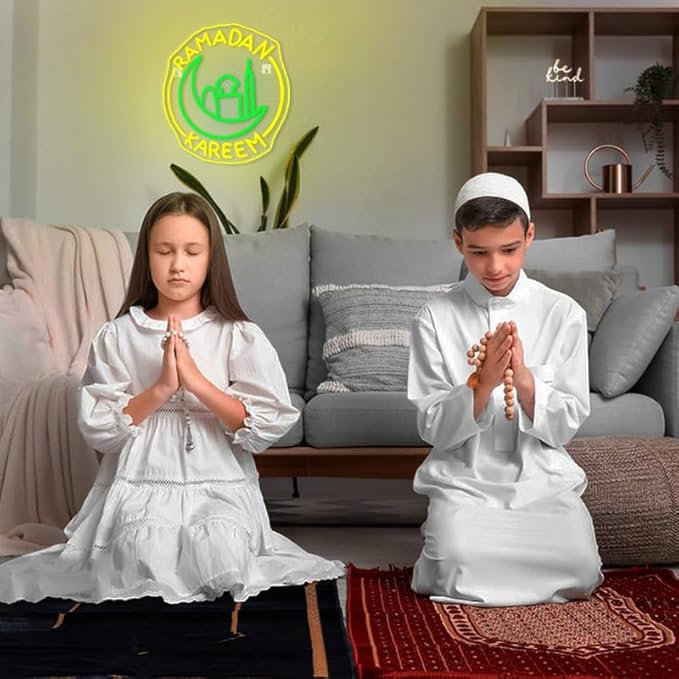 WLHOPE Ramadan Kareem Neon Sign Ramadan Decoration Neon Signs for Wall Decor Dimmable Ramadan Mubarak Neon Lights LED Light Up Sign for Islamic Bedroom Living Room Ramadan Celebration Gift Muslim Party