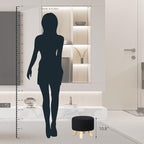 Asense Small Round Ottoman Foot Rest Stool Fabric Padded Seat Footstool Ottoman with Anti-Slip Wooden Legs (Black,Fabric)