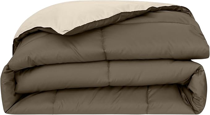 Modern Threads Down Alternative Reversible Comforter Taupe/Champagne Twin