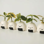 5 PCS Mini Flower Vase, Handmade Ceramic Rice Ball (Japanese Onigiri) Miniature Vases, Charming and Cute Design, Perfect for Dry Flowers - Bulk Bud Vases, Unique and Adorable Japanese Craft