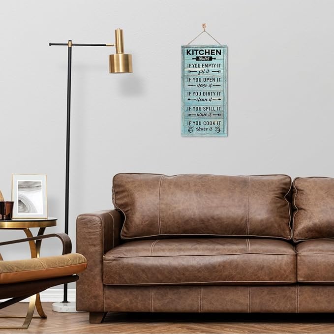 Hanging Kitchen Rules Wood Decor Sign, Rustic Kitchen Wooden Signs, Printed Wood Wall Art Sign, Kitchen Door Rules Rustic Sign, Hanging Wood Sign Kitchen Decor, Funny Farmhouse Kitchen Wall Décor C1