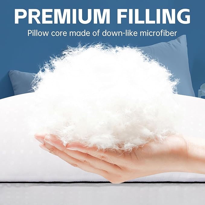 Wansimoo Bed Pillows for Sleeping King Size Set of 4,Comfortable Hotel Cooling Pillows 4 Pack,Soft & Support Pillows for Back, Stomach or Side Sleepers