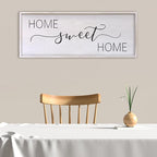Home Sweet Home Sign Wall Decor 40"x15" Above Bed Living Room Large Wooden Framed Family Plaques Art (White)