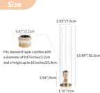 NUPTIO Hurricane Glass Candle Holder: 10 Pcs Vintage Wood Candlestick Holders 14 inch Bulk Wooden Candle Sticks Holder with Bottomless Cylinder Candleholder for Outdoor Wedding Holiday Event Decor