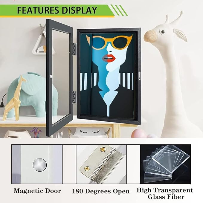 [4-Pack Kids Artwork Frames Changeable - Kids Art Frames Front Opening 8.5 x 11 Holds 150 Pics, Artwork Frames for Kids Art, Kids Art Frame Ideal for Portfolio, Pictures, Drawings (Black)