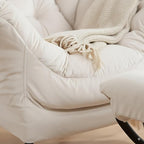 Lazy Chair and Ottoman, Large Accent Lounge Chair with Armrests and a Side Pocket, Modern Leisure Upholstered Sofa Reading Armchair with Footrest for Bedroom, Living Room, Dorm Rooms, Office