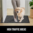 GORILLA GRIP 100% Waterproof All-Season WeatherMax Doormat, US Designed Natural Rubber, Stain and Fade Resistant, Low Profile Indoor Outdoor Door Mats, Easy Clean Patio Mat, 17x29, Slate Geometric