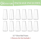 Glasseam Clear Flower Vases for Centerpieces: Modern Glass Vase Set of 12 for Wedding Party Centerpiece Home Table Decor 5.5In Small Bud Vases for Flowers Rose Tulip Stems
