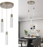 Pendant Light fixtures, Integrated 3-Light Pendant Lighting Silver Finish, Dimmable Pendant Lights Kitchen Restaurant, Dining Room