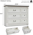 6 Drawers Dresser for Bedroom, Farmhouse 47.8" Wide Dressers & Chests of Drawers w/Roman Column, Wood Rustic Closet Dresser with Two Different Drawer Sizes for Bedroom, Living Room, White