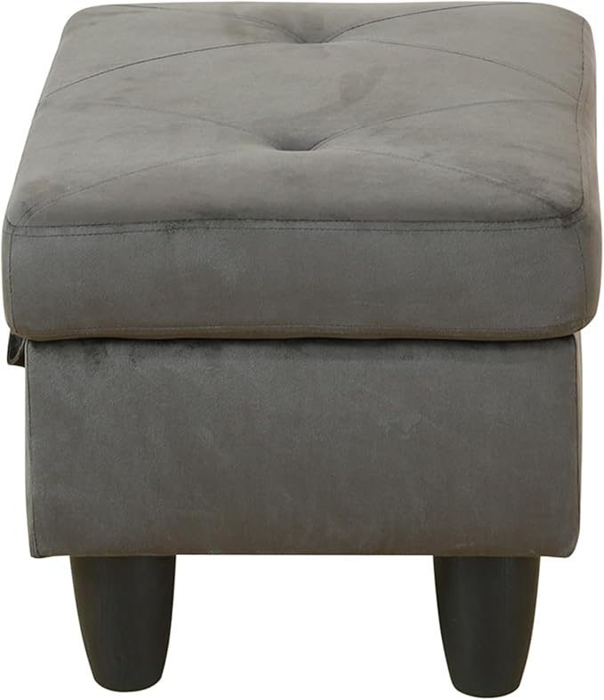 Ottoman Rectangular Storage Ottoman Bench, Flannel Footrest Stool Footstool with Lid for Living Room, Bedroom, Entryway, Brown, 28.5"x19"x17.5"