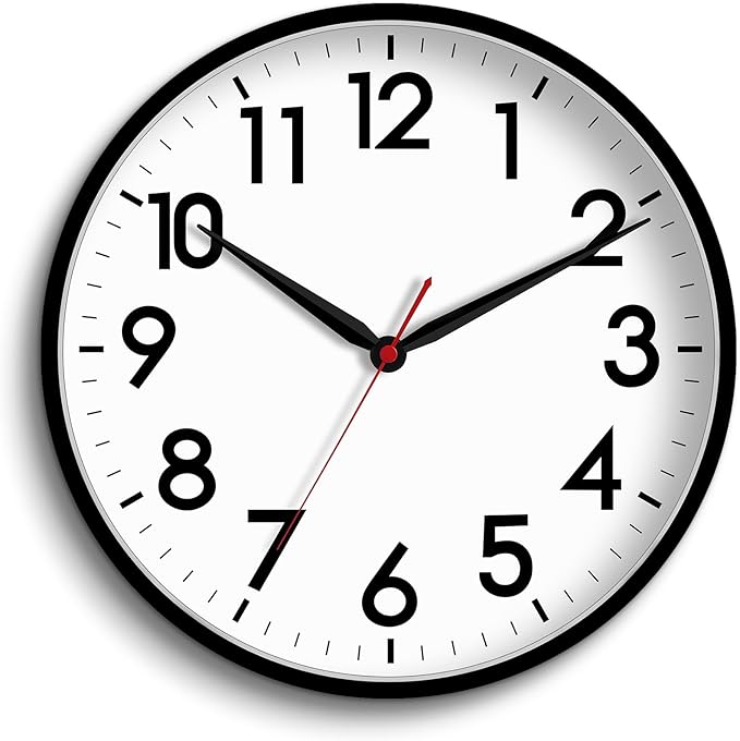 AKCISOT 16 Inch Wall Clock Large Silent Non-Ticking Wall Clocks Battery Operated - Analog Classic Clock Decorative for Living Room, Office, Home, School(Black)