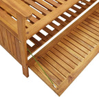 vidaXL 47.2" Patio Storage Bench, Solid Acacia Wood, Outdoor Garden Furniture with Ample Storage Space and Comfortable Seating
