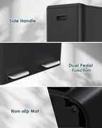Arlopu 16Gal Dual Trash Can w/2 Built-in Box for Odor Control, Hands-Free Kitchen Garbage Bin, Recycle Waste Dustbin, Soft-Close Lid, 2 Buckets,Foot Pedal, Side Handle, Airtight,for Home Office