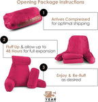 Nestl Reading Pillow Large Bed Pillow, Back Pillow for Sitting in Bed Shredded Memory Foam Chair Pillow, Reading & Bed Rest Pillows Hot Pink Back Pillow for Bed, Bed Chair Arm Pillow with Pockets