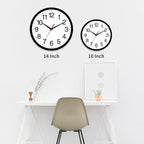 Wall Clock Modern 10 Inch Black Battery Operated Silent Non Ticking Analog for Living Room Office Home Bedroom Kitchen Bathroom