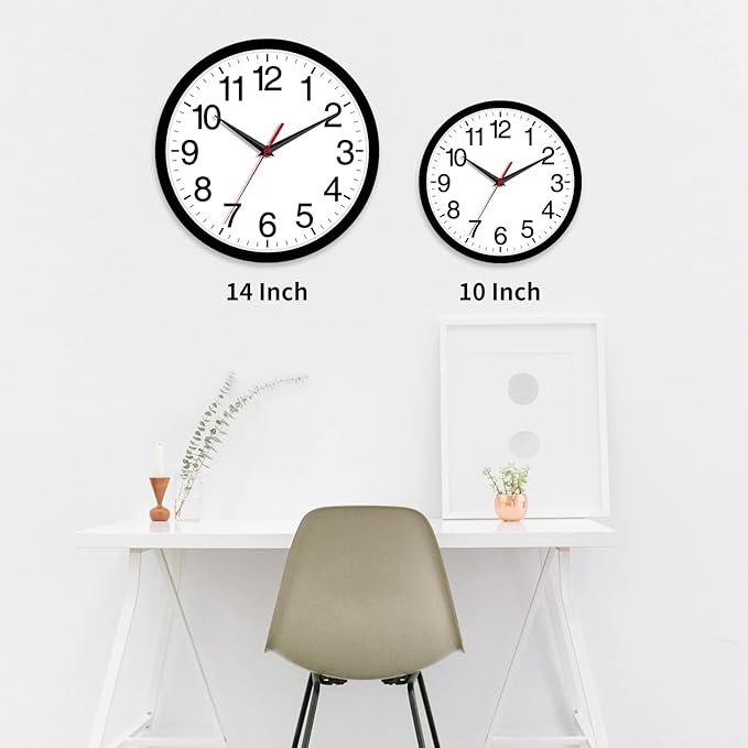 Wall Clock Modern 10 Inch Black Battery Operated Silent Non Ticking Analog for Living Room Office Home Bedroom Kitchen Bathroom