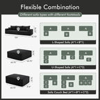 Boneless Sectional Cloud Couch Sofa Bed for Living Room, 112" Modular Modern Lounge 3 Seater Sleeper Black Couches with Chaise, No Assemble, Cordury Compression Upholstered Sofas