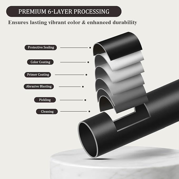 Oneach 2-Pack Heavy Duty Curtain Rods for Windows 28 to 48 Inch, 1 Inch Pole Adjustable Curtain Rod with Easy Installation and Modern Design (Black, 16 to 60 Inch)