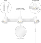 Globe Electric 64000116 22" 3-Light Plug-in Track Lighting, Matte White, Pivoting Track Heads, 15-Foot Cord, in-Line on/Off Rocker Switch