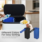 16 Gallon Dual Trash Can, Kitchen Recycling Bins with 2 x 8 Gallon Compartments, 2 Plastic Removable Liners, Soft-Close Lid, Stainless Steel Step Trash Can, White