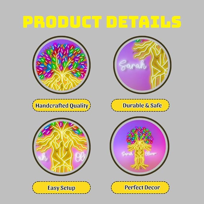 Personalized Bestie Tree Neon Sign, Custom UV Printed Best Friend Decor Led Light, Soulmate Wall Art Lights Signs, Decorative Gifts For Close Friends, Buddy, Partner, Bedroom