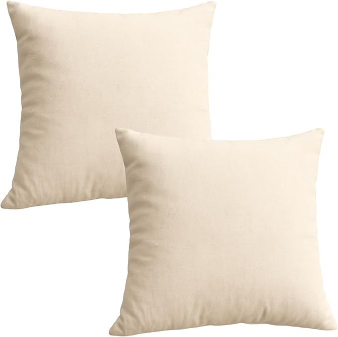 Trendy Home 18x18 100% Natural Cotton Throw Pillow Insert(Set of 2), Bed and Couch Pillows Stuffer Hypoallergenic, Decorative Home Outdoor Sofa Pillow Filler (Cotton, 2 Pack)