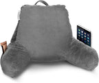 Nestl Reading Pillow for Kids, Small Bed Pillow, Back Pillow for Sitting in Bed, Memory Foam Chair Pillow, Reading & Bed Rest Pillows, Grey Back Pillow for Bed, Arm Pillow with Pockets