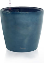 Dexceder 9x8 Inches Self Watering Planter Indoor Outdoor, Inner Pot Design, Thickened Table Flower Plant Pot with Water Level Indicator (Grayish Green Gradient)