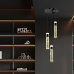 Dimmable 3-Light Pendant Lights Kitchen Island Crystal Hanging Light Modern Black Ceiling Light for Dinning Room Living Room