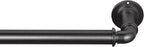MODE Industrial Room Darkening Collection 1 1/8” diameter Industrial Curtain Rod Set with Steel Wall Mounted Expandable Curtain Rod, Blocks Light, Fits 36” to 72” Windows, Graphite