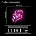 Bear Angel Neon Sign Led Neon Lights Neon Signs for Wall Decor Light Up Sign for Birthday Party Club Gift