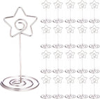20PCS 3.35 Inch Table Number Stands - Place Card Holders for Wedding Centerpieces, Birthday Party, Photo Picture Frame Display (Star Shaped-Silver)