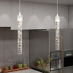 Mini 1 Light Chrome Crystal Pendant Lights,Modern Led Kitchen Island Hanging Light Fixture,Adjustable Pendant Lighting for Kitchen Island,Dimmable 2700k-6000k