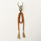 OMISHE 59in Wood Bead Garland with Tassels, Decorative Beads Decor, Farmhouse Wooden Beads Garland for Wall Hanging Home Festival Decor, Brown