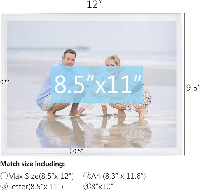 HIIMIEI Magnetic Photo Frames for Refrigerator 8.5x11, 4 Pack Fridge Magnets Picture Frame Photo Pocket,Perfect for Displaying Frames,Children Artworks and Schedules