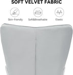 Nalupatio Mid Century Modern Velvet Accent Chair, Tufted Button High Back Chair, Upholstered Wingback Armchair with Metal Legs, High Back Side Chair for Living Room Bedroom, Grey