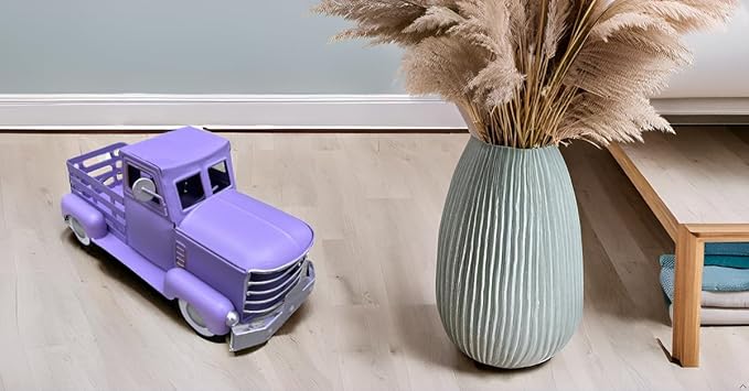 Metal Truck Decor,Farmhouse Truck Decor,Decorative Tabletop Storage & Pick-up Metal Truck Planter, 12.5" x 5.75" x 6.25" inches (Purple)