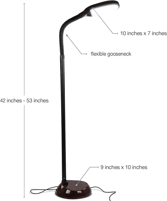 Brightech Litespan - Bright LED Floor Reading Lamp for Over Chair Crafts and Reading, Estheticians' Light for Lash Extensions, Adjustable Standing Lamp for Living Room, Bedroom, Office - Havana Brown