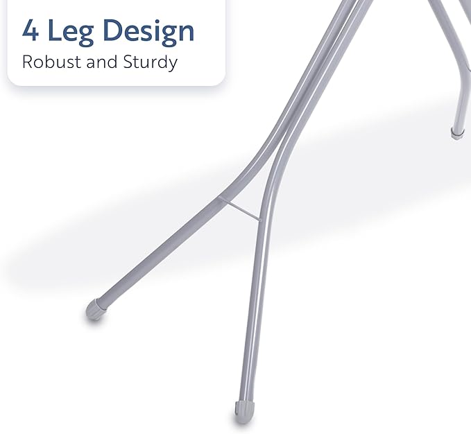 Classic 4-Leg Ironing Board with Iron Rest - Freestanding Full Size Iron Board for Clothes Pressing and Steaming with 43" x 14" Surface - Blue Arrows